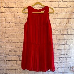 LOFT Vibrant Red Pleated Dress Size 8